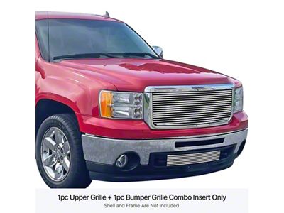 Stainless Steel Billet Upper and Lower Grille Overlay; Polished (07-13 Sierra 1500)