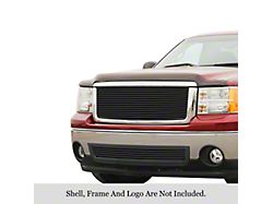 Stainless Steel Billet Upper and Lower Overlay Grilles; Black (07-13 Sierra 1500)