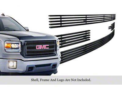 Stainless Steel Billet Upper Overlay Grille; Black (14-15 Sierra 1500 w/o All-Terrain Package, Excluding Denali)