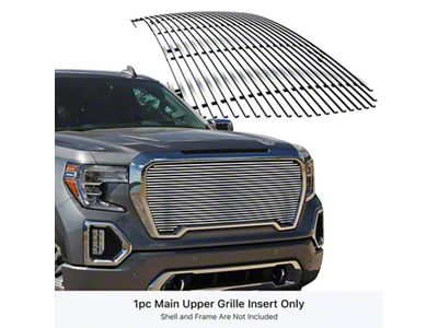 Stainless Steel Billet Upper Replacement Grille; Polished (19-21 Sierra 1500)