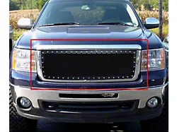 Stainless Steel Rivet Upper Grille Insert; Black (07-13 Sierra 1500)