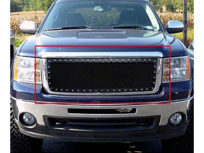 Stainless Steel Rivet Upper Grille Insert; Black (07-13 Sierra 1500)