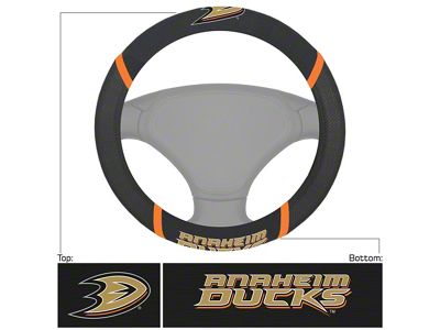 Steering Wheel Cover with Anaheim Ducks Logo; Black (Universal; Some Adaptation May Be Required)