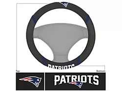 Steering Wheel Cover with New England Patriots Logo; Black (Universal; Some Adaptation May Be Required)