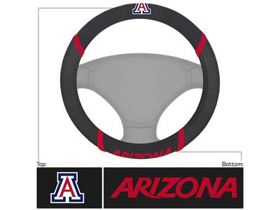 Steering Wheel Cover with University of Arizona Logo; Black (Universal; Some Adaptation May Be Required)