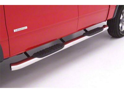 5-Inch Oval Curved Nerf Side Step Bars; Polished Stainless (19-25 Sierra 1500 Crew Cab)