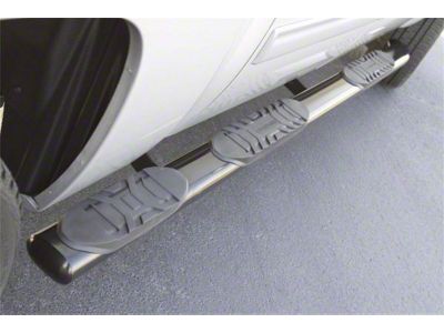 5-Inch Oval Wheel-To-Wheel Nerf Side Step Bars; Polished Stainless (19-25 Sierra 1500 Crew Cab w/ 6.50-Foot Standard Box)