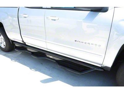 STX800 Running Boards; Rocker Mount; Black (07-18 Sierra 1500 Extended/Double Cab)