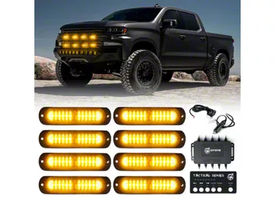 Tactical 12 Series Grille and Surface Mount Light; Set of 8; White and Amber (Universal; Some Adaptation May Be Required)