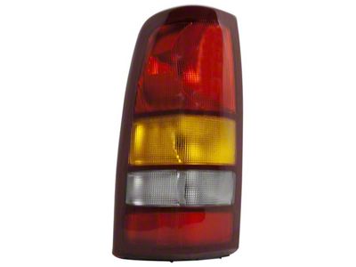 CAPA Replacement Tail Light; Chrome Housing; Red/Clear/Amber Lens; Driver Side (99-02 Sierra 1500 Fleetside)