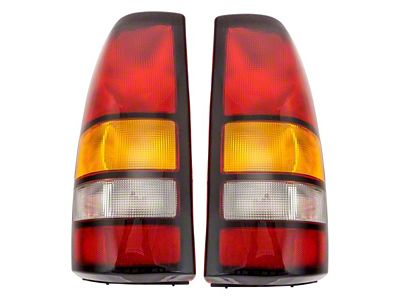 Tail Lights; Black Housing; Red Clear Lens (04-06 Sierra 1500 Fleetside)
