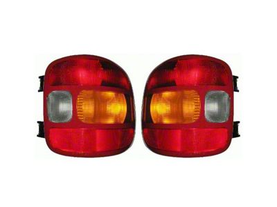 Tail Lights; Chrome Housing; Red/Clear Lens (99-03 Sierra 1500 Stepside)
