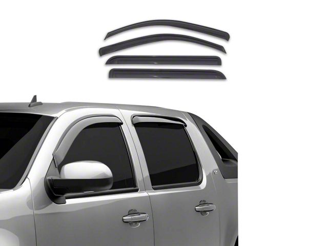 Tape-On Rain Guards; Front and Rear; Smoke (07-13 Sierra 1500 Extended Cab)