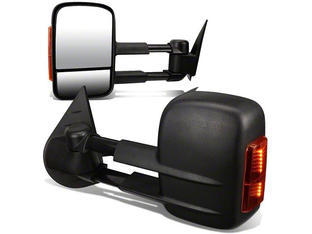 Towing Mirror; Manual; Amber Signal; Black (07-12 Sierra 1500)