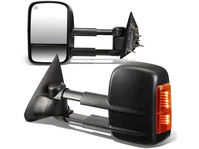 Towing Mirror; Powered; Heated; Amber Signal; Black; Pair (14-17 Sierra 1500)