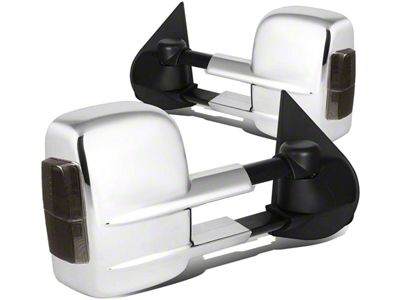 Towing Mirror; Powered; Heated; Smoked Amber LED Signal; Chrome; Pair (14-17 Sierra 1500)