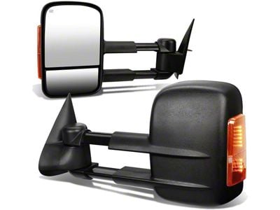 Towing Mirror; Powered; Heated; Amber Signal; Black; Pair (99-02 Sierra 1500)