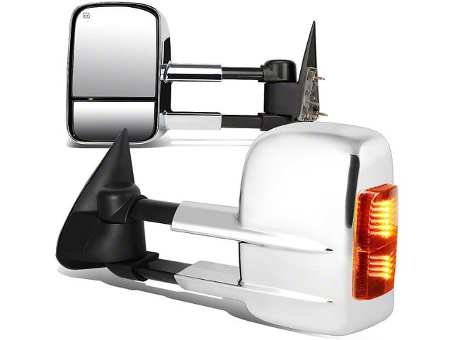 Towing Mirror; Powered; Heated; Amber Signal; Chrome; Pair (99-02 Sierra 1500)