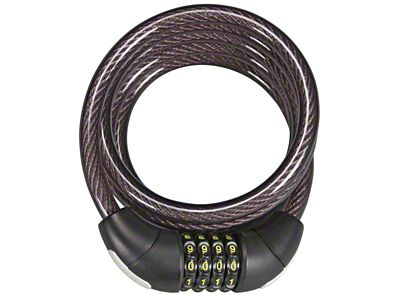 TRIMAFLEX Coiled Cable Lock with Resettable Combo Lock and Quick Release Bracket; 6-Foot x 12mm