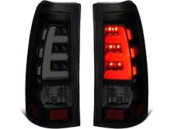 Tube LED Tail Lights; Black Housing; Smoked Lens (99-03 Sierra 1500 Fleetside)