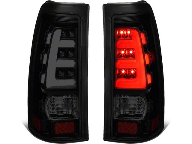 Tube LED Tail Lights; Black Housing; Smoked Lens (99-03 Sierra 1500 Fleetside)