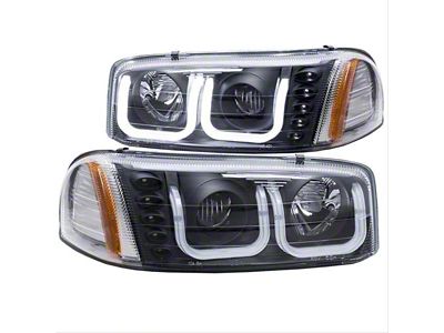 U-Bar Projector Headlights; Black Housing; Clear Lens (99-06 Sierra 1500)