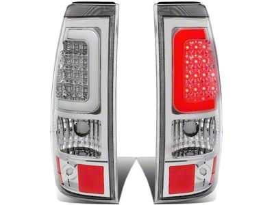 U-Halo LED Tail Lights; Chrome Housing; Clear Lens (03-06 Sierra 1500 Fleetside)