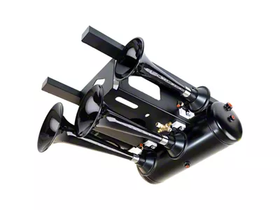 Universal Spare Tire Location Train Horn Kit with Model 230 Triple Horn; Black (Universal; Some Adaptation May Be Required)