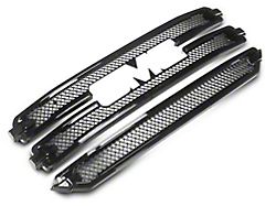 Chrome Delete Upper Grille Overlay; Gloss Black (16-18 Sierra 1500 SLT)