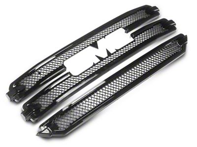 Upper Grille Overlay; Gloss Black (16-18 Sierra 1500 SLT)