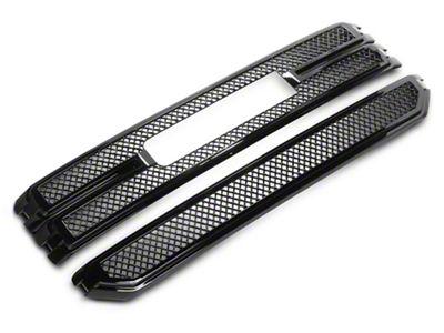 Upper Grille Overlay; Gloss Black (16-18 Sierra 1500 Base, SLE)