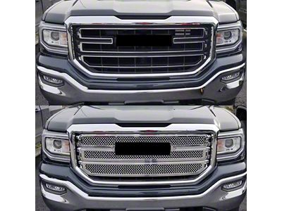 Upper Overlay Grille; Chrome (16-18 Sierra 1500 Base, SLE)