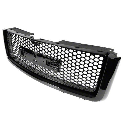 Gloss Black Honeycomb Grille Set For 2007-2013 GMC Sierra 1500 - Front Upper & Lower