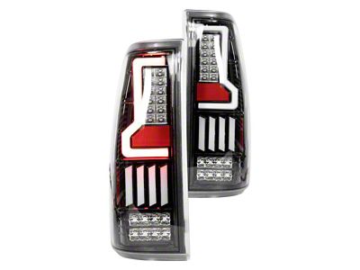 V2 LED Tail Lights; Gloss Black Housing; Smoked Lens (99-02 Sierra 1500 Fleetside)