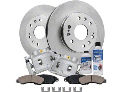 Vented 6-Lug Brake Rotor, Pad, Brake Fluid, Cleaner and Caliper Kit; Front (05-08 Sierra 1500 w/ Rear Drum Brakes)