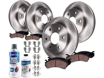 Vented 6-Lug Brake Rotor, Pad, Brake Fluid and Cleaner Kit; Front and Rear (07-13 Sierra 1500 w/ Rear Disc Brakes)