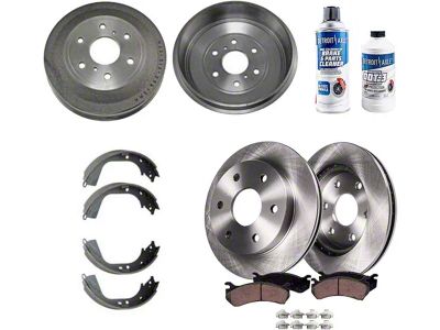 Vented 6-Lug Brake Rotor, Pad, Brake Fluid and Cleaner Kit; Front and Rear (09-13 Sierra 1500 w/ Rear Drum Brakes)