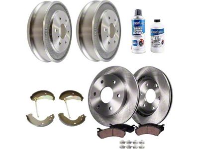 Vented 6-Lug Brake Rotor, Pad, Brake Fluid and Cleaner Kit; Front and Rear (05-08 Sierra 1500 w/ Rear Drum Brakes)