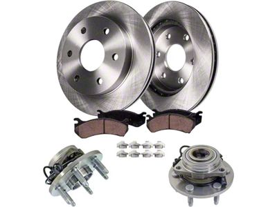 Vented 6-Lug Brake Rotor, Pad and Wheel Assemblies Kit; Front (07-13 4WD Sierra 1500)