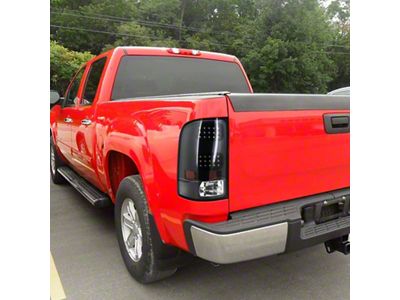 Version 2 LED Tail Lights; Matte Black Housing; Clear Lens (07-13 Sierra 1500)