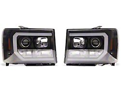 Version 2 Light Bar DRL Projector Headlights; Black Housing; Clear Lens (07-13 Sierra 1500)
