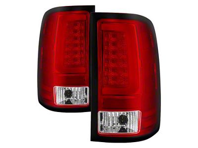 Version 2 Light Bar LED Tail Lights; Chrome Housing; Red/Clear Lens (07-13 Sierra 1500)