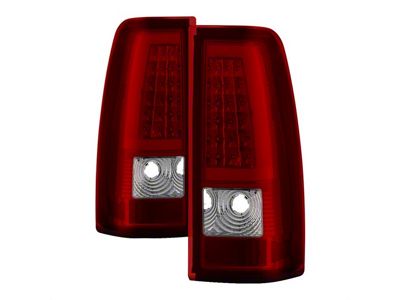 Version 3 Light Bar LED Tail Lights; Chrome Housing; Red/Clear Lens (99-06 Sierra 1500 Fleetside)