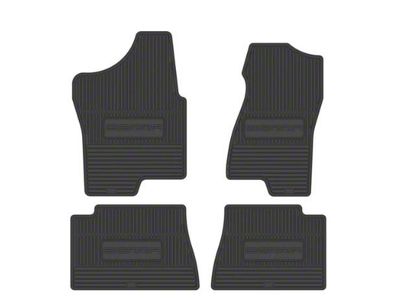 Vintage Rubber Style Front and Rear Floor Mats with Sierra Logo; Black (99-01 Sierra 1500)