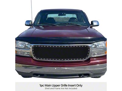 Wire Mesh Rivet Style Upper Overlay Grille; Black (99-02 Sierra 1500)