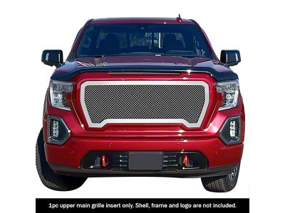 Wire Mesh Upper Overlay Grille; Polished (19-21 Sierra 1500)