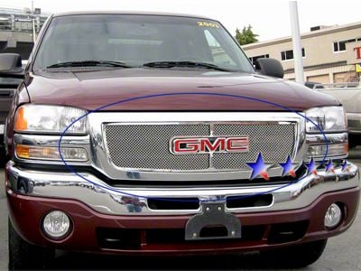 Wire Mesh Upper Overlay Grille; Polished (03-06 Sierra 1500 Excluding Denali)