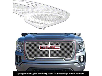 Wire Mesh Upper Overlay Grille; Polished (19-21 Sierra 1500 AT4, SLT)