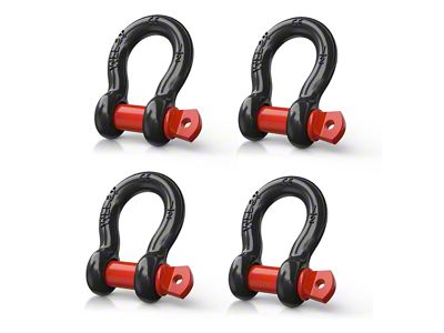 1/2-Inch D-Ring Shackles; 4-Pack