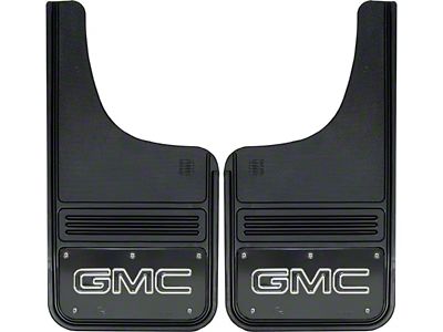 12-Inch x 23-Inch Mud Flaps with Black GMC Logo; Front or Rear (Universal; Some Adaptation May Be Required)